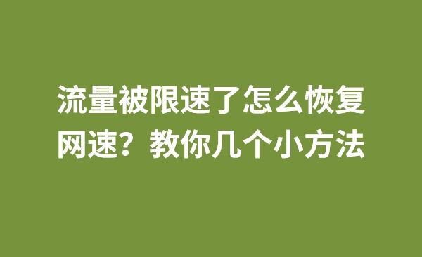 手机卡被限速了怎么恢复网速？教你几个方法 - 灰豹网络-灰豹网络