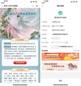 中国银行开通数字人民币即可1元开哔哩哔哩会员-灰豹网络